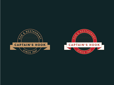 Captain's Hook Badge badge branding geometric logo mark pub restaurant type vintage