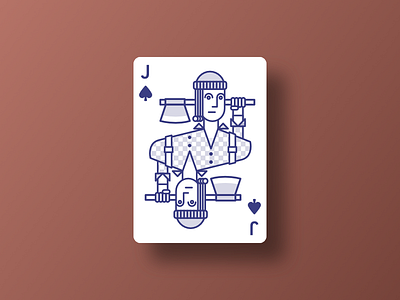 Lumberjack card concept design digital flat geometric illustration jack lumberjack playing cards spades vector
