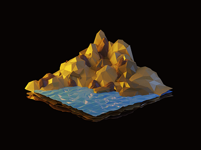 Landscape 3d architecture b3d illustration isometric lowpoly nature render rocks water