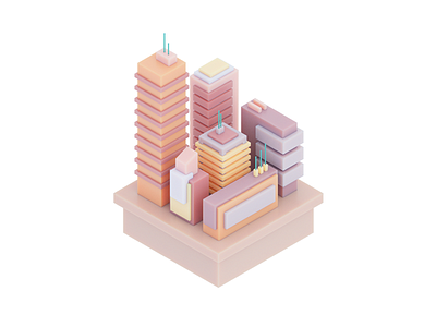 Micro city 3d architecture b3d city illustration isometric render