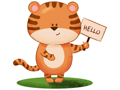 Cute tiger character cartoon character design illustration kids tiger vector