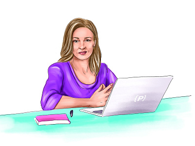 illustration art artwork design drawing illustration laptop picture woman