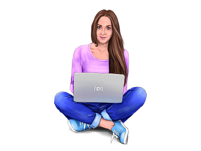illustration art artwork design drawing girl illustration laptop picture