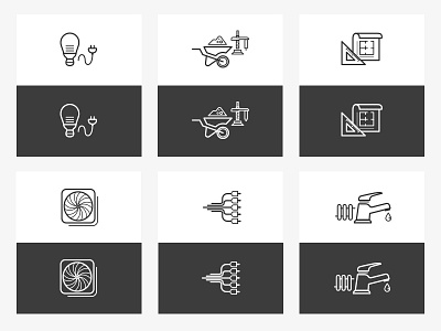 Icons barrow bulb construction crane drawing engineering flat icon illustration power socket tap vector