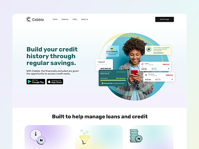 Credit history app landing page