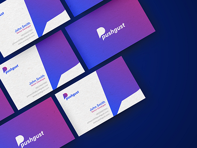 Pushgust business card branding business card design icon identity logo stationery