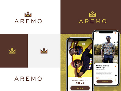 Aremo app application application ui branding business card design fashion icon logo