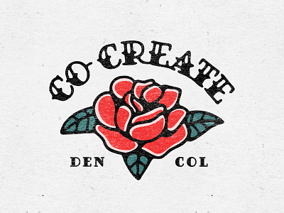 CO-Create Identity brand branding colorado community creative floral flower green identity illustr illustration logo pink red rose sailor jerry tattoo traditional