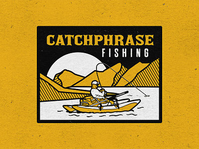 Catchphrase Fishing Hat Patch 2022 black branding catchphrase colorado fish fisherman fishing fly fishing graphic design illustration logo minimal mockup nature patch sport square white yellow