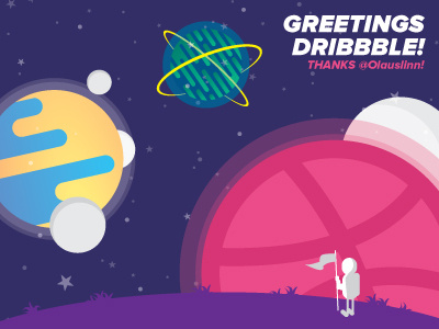 Greetings Dribbble astronaut debut galaxy greetings hello moon new planet space stars