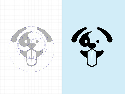 Woof Water Logo Concept circles dog geometric grid logo puppy water