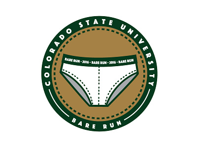 Undie Run Badge badge body acceptance college colorado state university csu flat logo merit badge run underwear