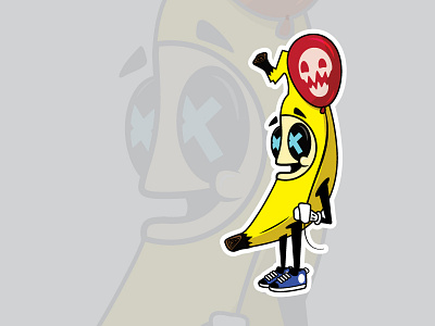 Banana Boy balloon banana cartoon character design illustration primary colors sticker wip