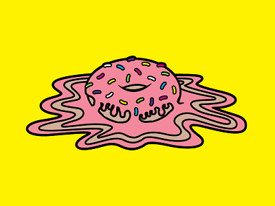 Melting Donut breakfast dessert donut doughnut food illustration liquid melting pink sprinkles trippy vector