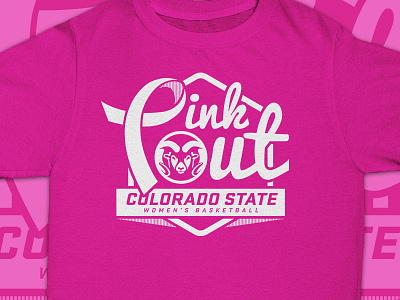 Pink Out T-shirt badge basketball breast cancer awareness cancer colorado logo pink rams ribbon sports tshirt design typography