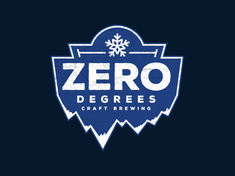 Zero Degrees Craft Brewing icy winter cold freezing ice snow badge logo frozen craft beer beer brewery
