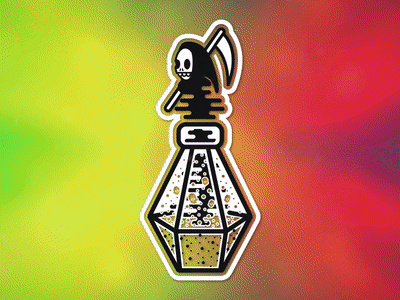 Pick Your Poison - Transparent Stickers bottle curse death evil gif grim reaper liquid poison potion rainbow sticker transparent