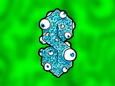 Spooky Cool S blue cool dripping eyeballs gooey illustration melting old school spooky sticker sticker mule symbol