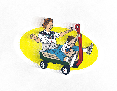 Fun with Grandma 2d cartoon childhood drawing family grandma illustration love motion rip wagon