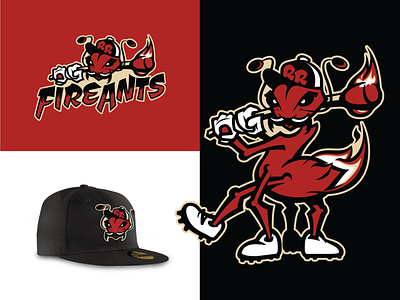 Round Rock Fire Ants baseball character design identity illustraion jersey design logo minor league baseball sports branding sports design sports logo