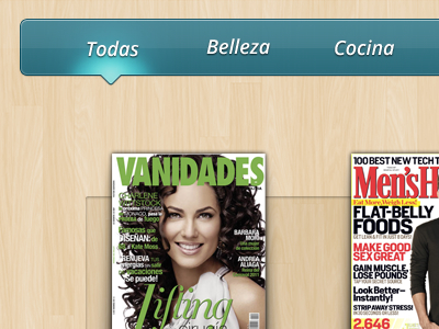 Todas highlight magazine menu select spanish stand texture website wood