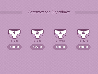 Paquetes con 30 pañales diapers icons price