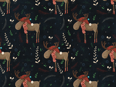 Christmas elk pattern art christmas elk christmas pattern illustraion illustration illustrator pattern procreate procreate art