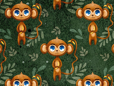 Monkey with bananas art branding design illustration illustrator pattern procreate procreate art