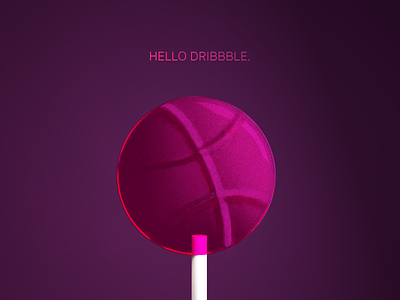 Hello Dribbble. 3d basketball blender hello invite lollipop pink render sucker