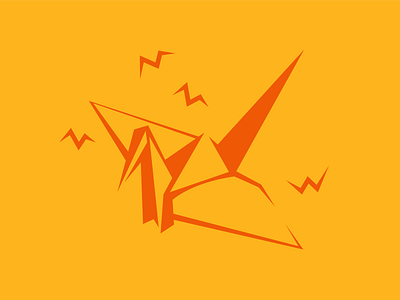 The Folded Crane bird crane icon illustration logo origami paper