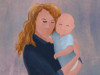 Amelia & Eli baby child curly digitalpainting drybrush hair ipadpro mother painting parent procreate