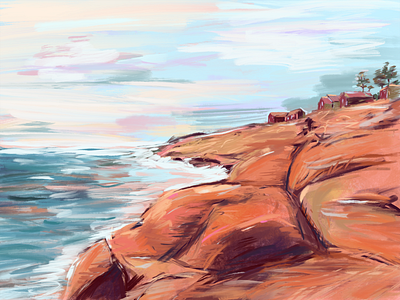 Depoe Bay apple pencil beach coast digital painting impressionist ipad pro ocean oregon procreate shore