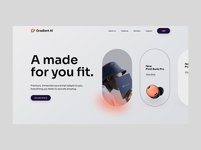 Ear Buds Website UI Design 3d animation branding graphic design logo motion graphics ui