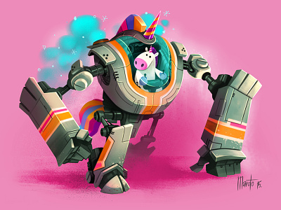 Robounicorn character design illustration robot unicorn