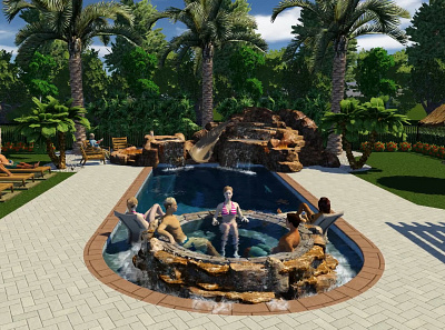 Orlando Luxury Pool Designer pools poolside render rendering