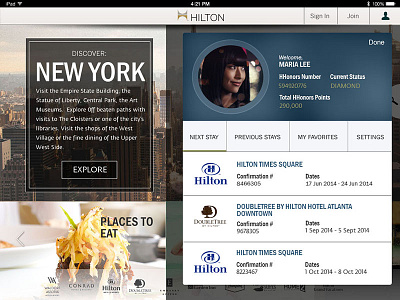 Hilton Vacation concept hilton ipad mobile new york photoshop ui