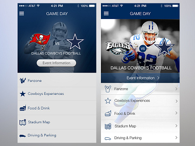 Cowboys application cocepts dallas dallas stadium eagles football mobile photoshop tampa bay