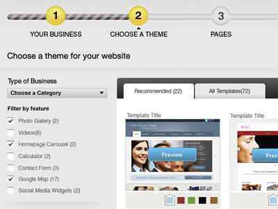 Website Builder Selection Screen