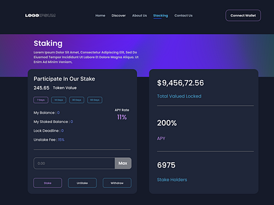 Staking website UI Design