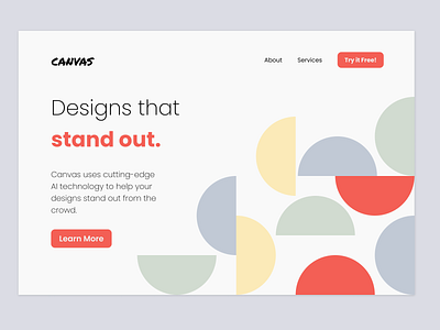 Canvas Landing Page abstract app art branding coder823 daily ui design figma graphic design illustration landing logo page typography ui ux vector