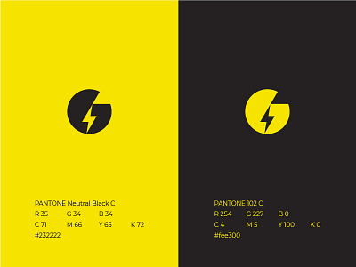 G Storm Mark circle g lightning mark minimalis neutral black pantone simple storm symbol thunder yellow