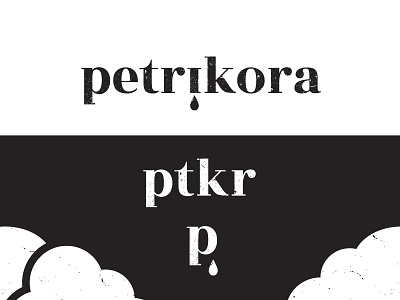 Petrikora Logotype brand branding cloud grunge identity monogram rain wordmark
