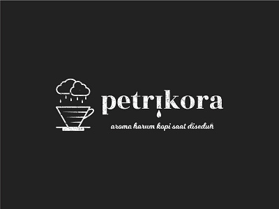 Petrikora Logo Project cloud coffee cup drop glass identity logo rain shop v60 water