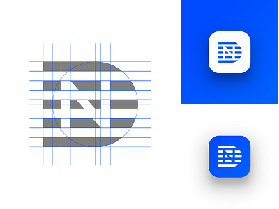 Data Numerix Logo blue brand branding concepts data dn icon identity line logo logotype mark modern monogram nd negative space simple stack symbol ui