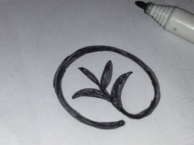 Leaf Sketch Logo Design circle draw hand draw humanist leaf logo process raw sketch