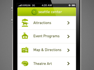 Seattle Center - iPhone Concept Design design iphone mobile seattle ui ux