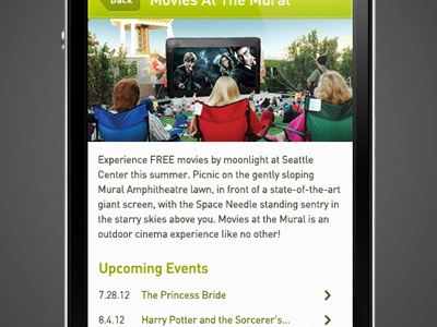 Seattle Center - Event Details design iphone mobile seattle ui ux
