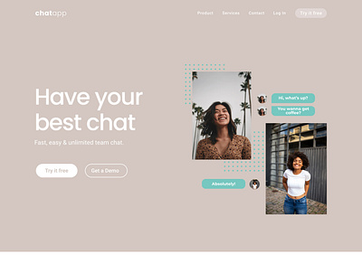 ChatApp web page app branding design photography typography ui ux