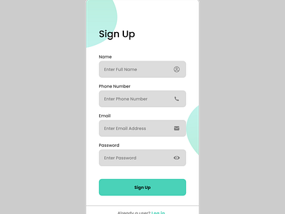 Sign up design