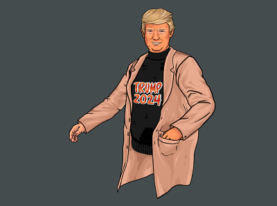 Trump walking illustration photoshop trump